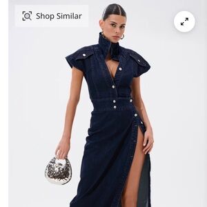 AKIRA CHELSEA BUTTON SIDE DENIM MAXI DRESS Size 1X1X